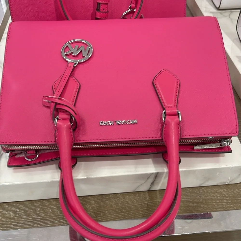 Michaela Kors Sheila Medium Faux Saffiano Leather Satchel
Dragonfruit 
NWT - Picture 11 of 16